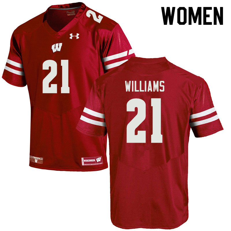Wisconsin Badgers Women's #21 Caesar Williams NCAA Under Armour Authentic Red College Stitched Football Jersey AQ40Y80DB